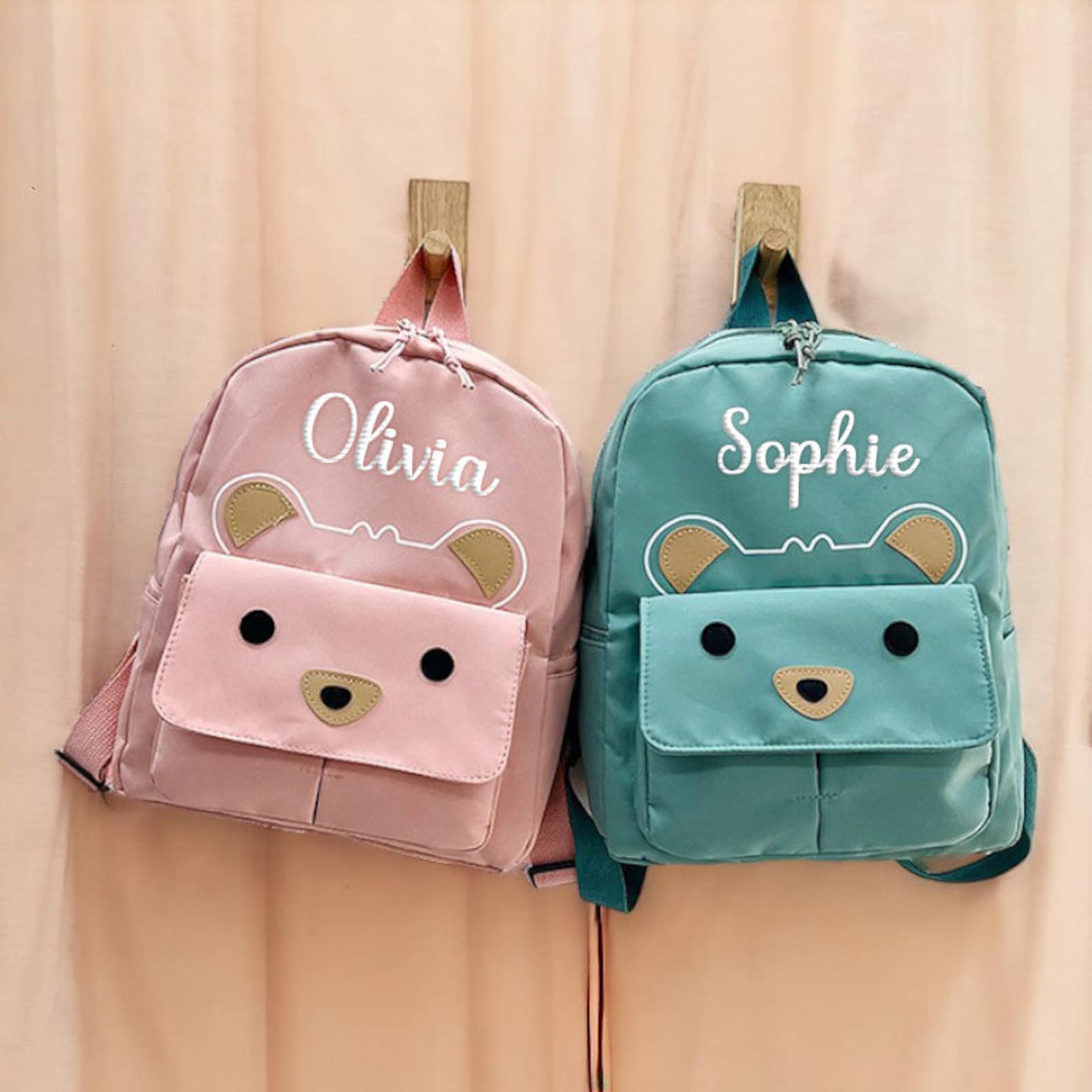 Personalized Embroidery Kid Color Bear Backpack