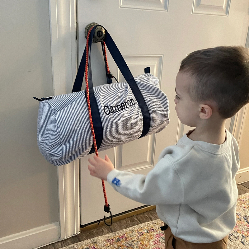 Personalized kids Seersucker Duffle Bag Set