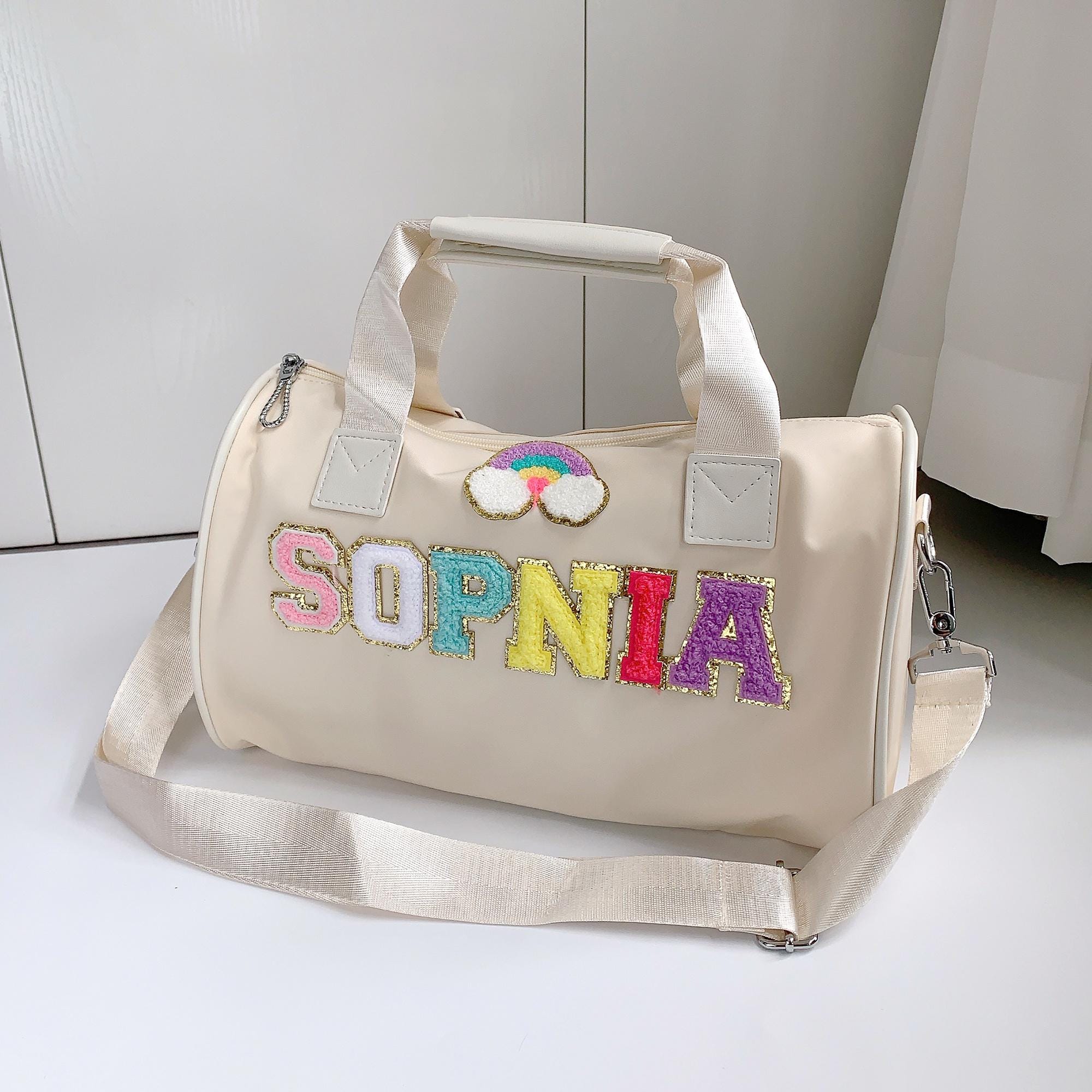 Personalized Chenille Letter Patch Sports Duffle Bag