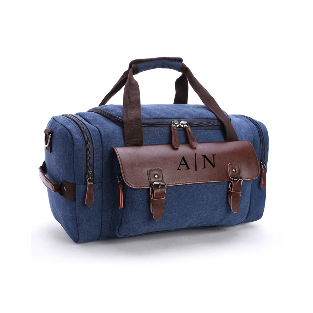 Personalized Leather Monogram Engraved Duffel Bag