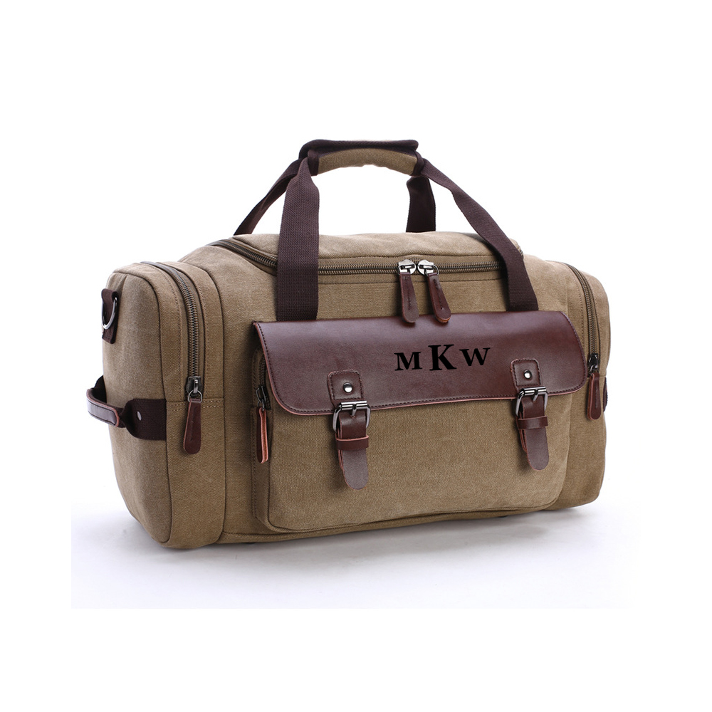 Personalized Leather Monogram Engraved Duffel Bag