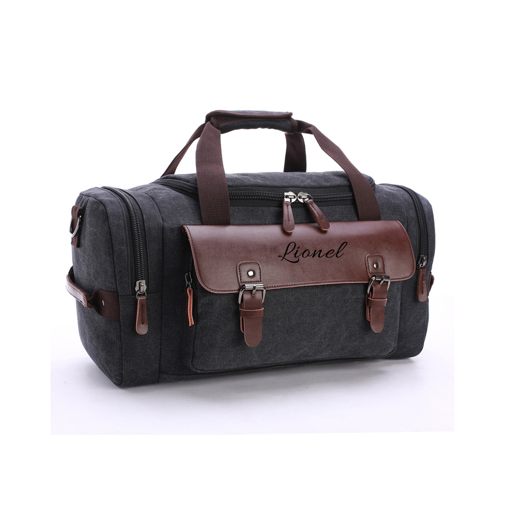 Personalized Leather Monogram Engraved Duffel Bag