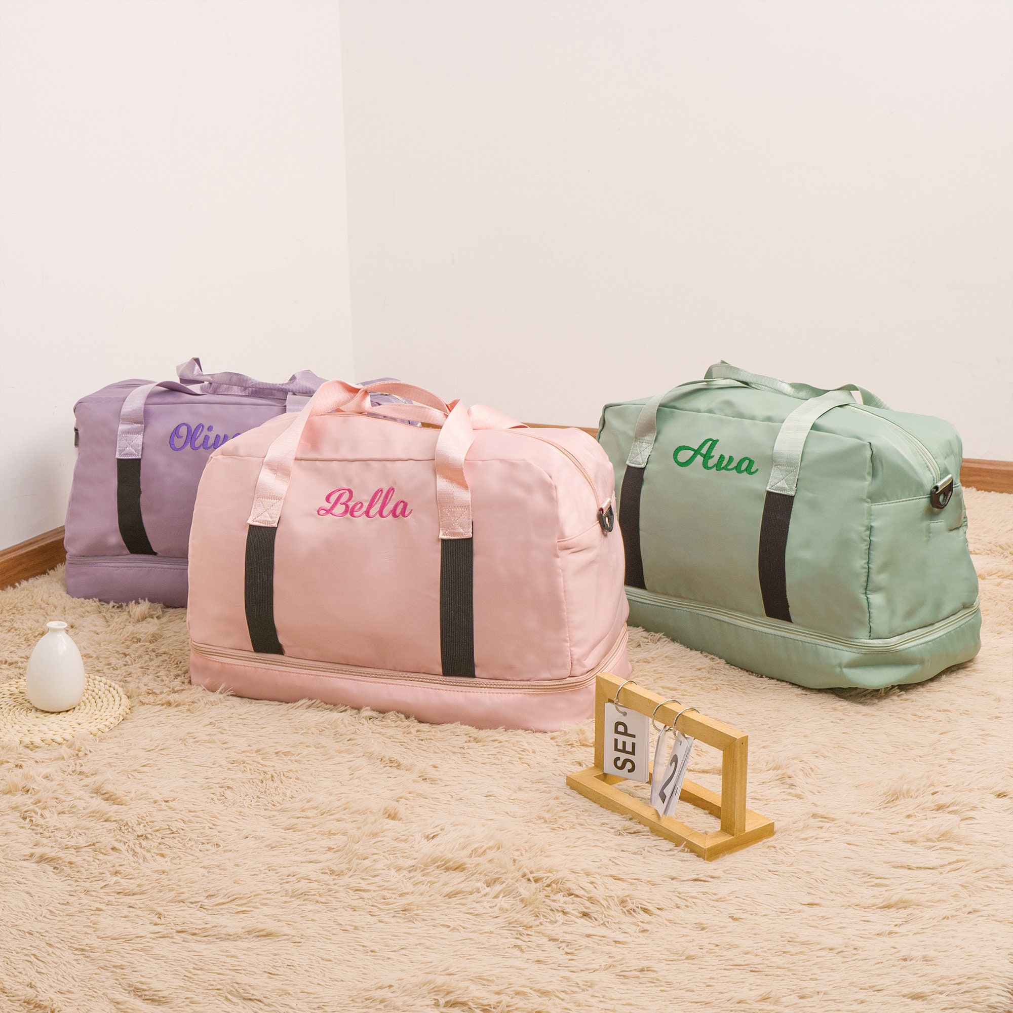 Personalized Embroidery Color Duffle Bag