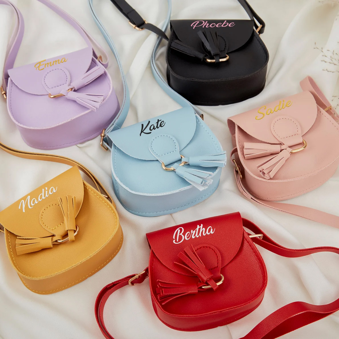 Personalized Embroidery Girls Color Tassel Purse