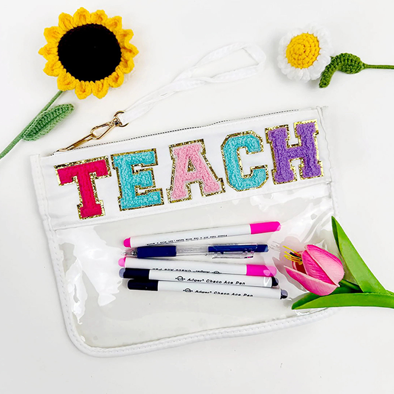 Personalized Chenille Patch Clear Pouch Cosmetic Bag