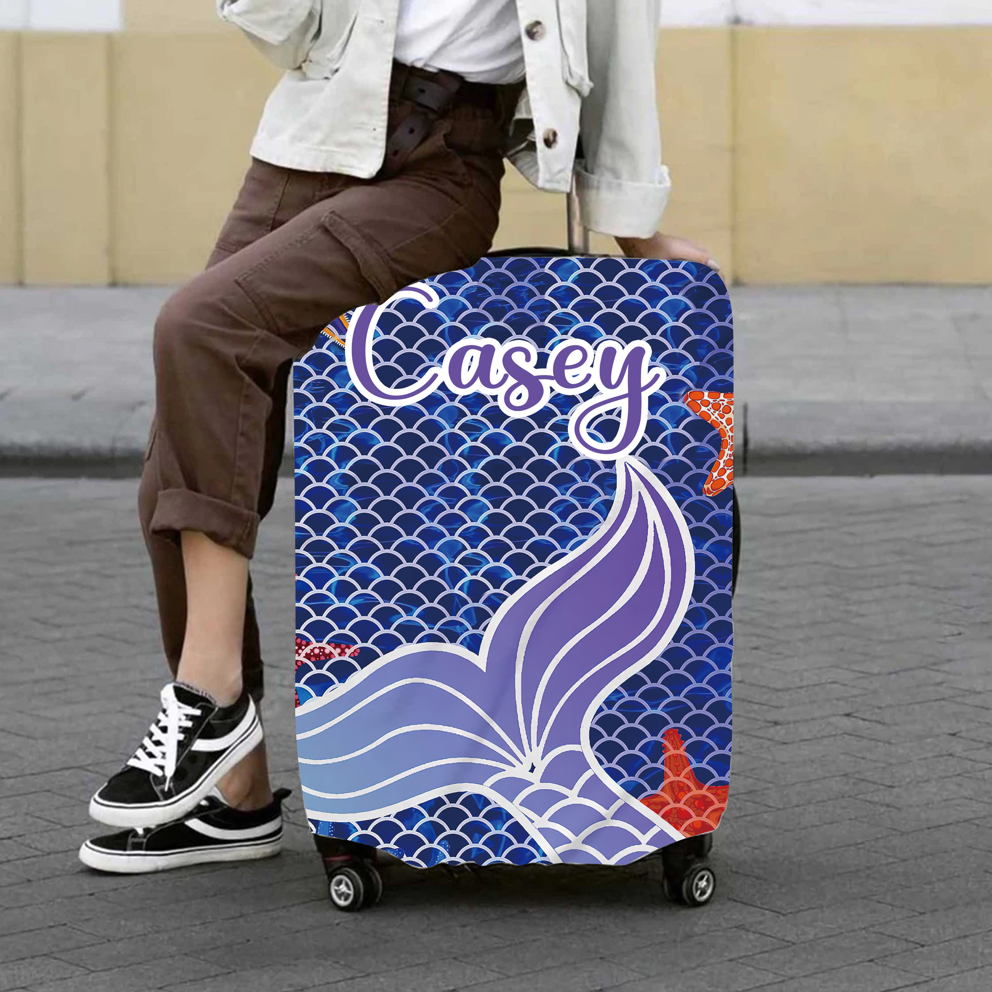 Personalized Mermaid High-elastic Suitcase Protector Luggage Cover