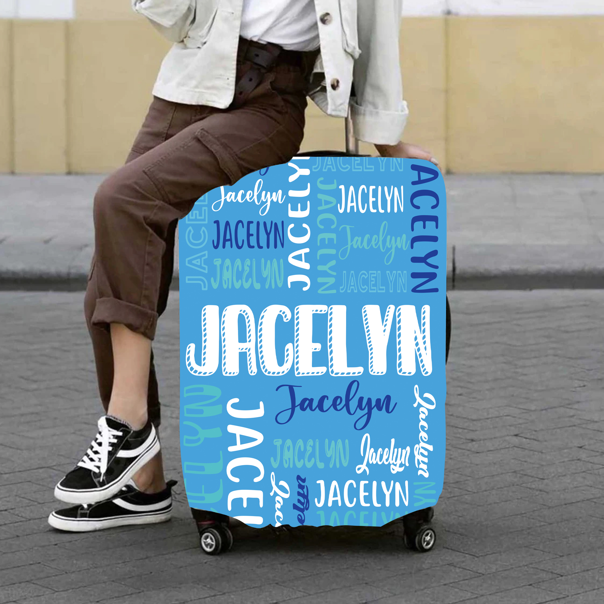 Personalized Original Monogram High-elastic Suitcase Protector Luggage Cover