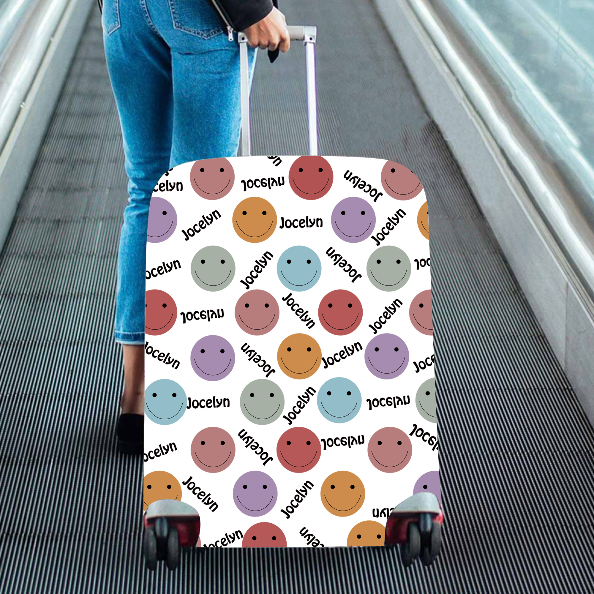 Personalized Colorful Smiling Faces High-elastic Suitcase Protector Luggage Cover