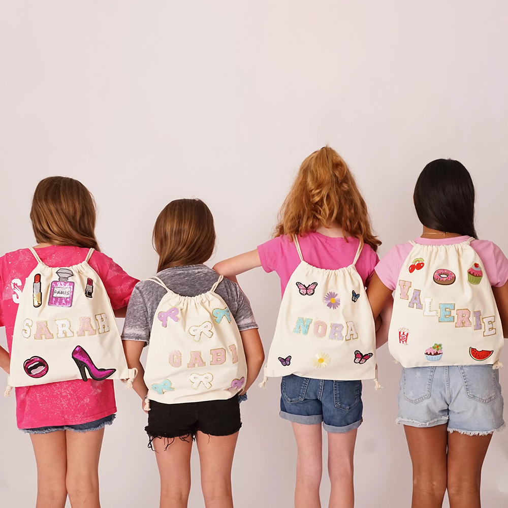 Personalized Chenille Patch Kid Drawstring Bag
