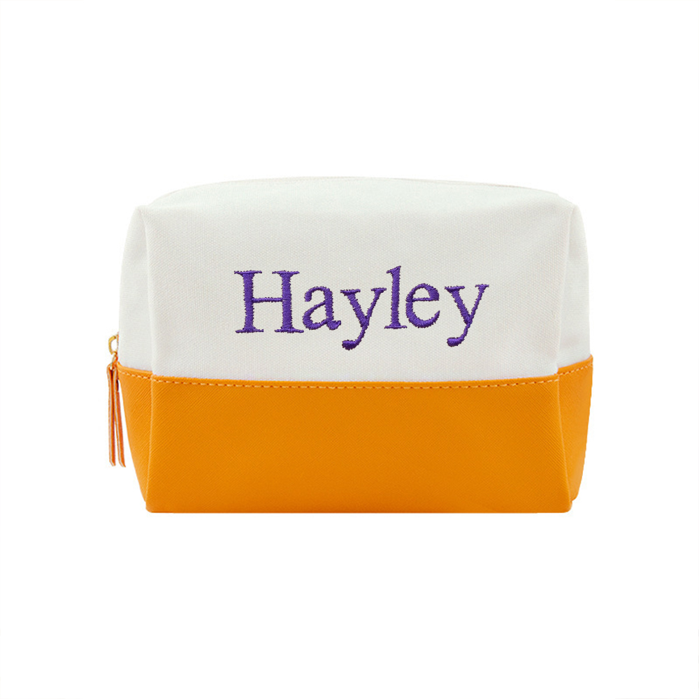 Personalized Embroidery Canvas Portable Makeup Bag