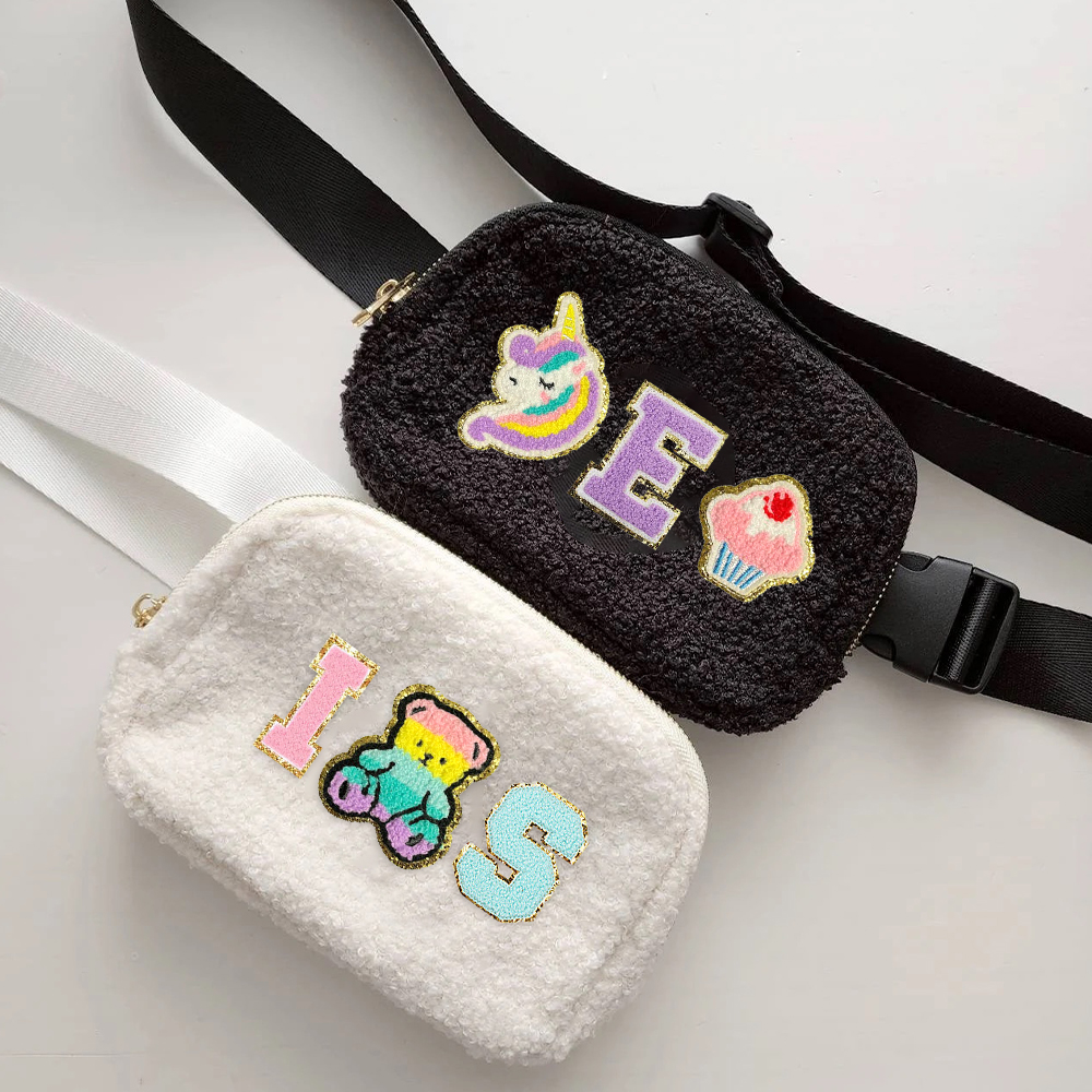 Personalized Chenille Patch Sherpa Crossbody Bag