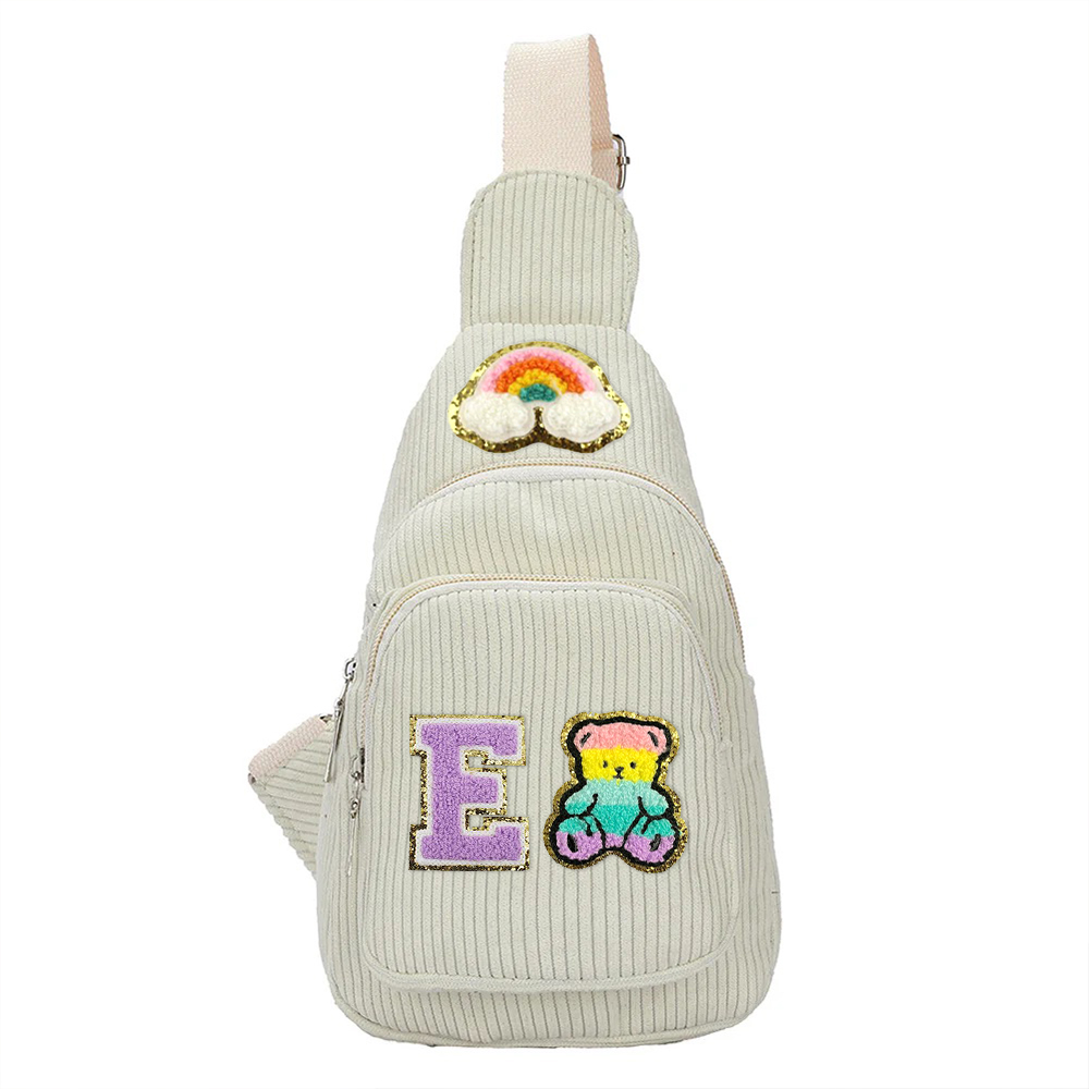 Personalized Chenille Patch Corduroy Crossbody Bag