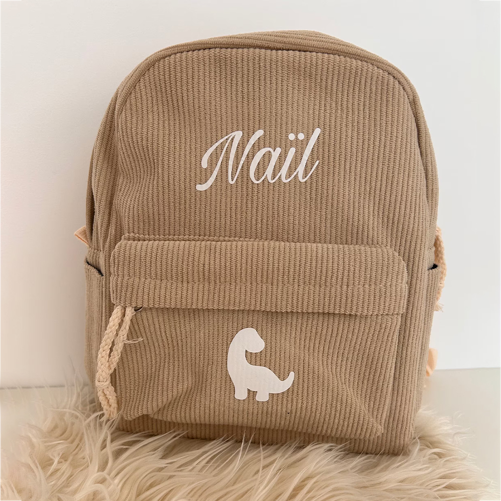 Personalized Kids Cute Corduroy School Backpack