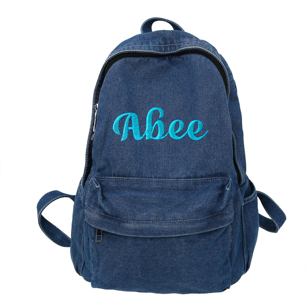Personalized Embroidery Denim Backpack