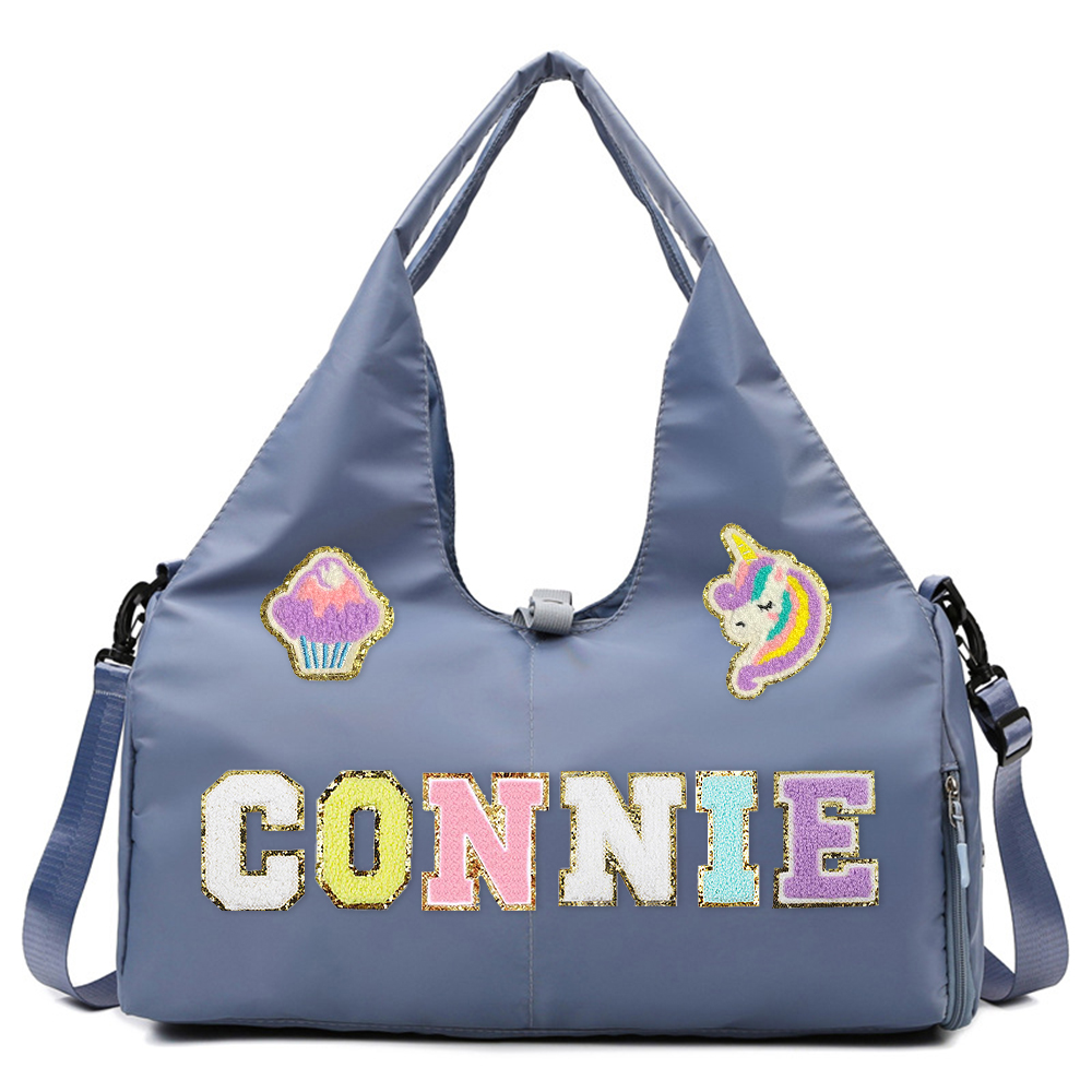 Personalized Chenille Letter Patch WaterProof Sport Travel Bag