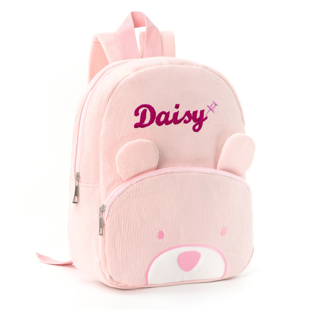 Personalized Embroidery Animals Corduroy Back To School Backpack