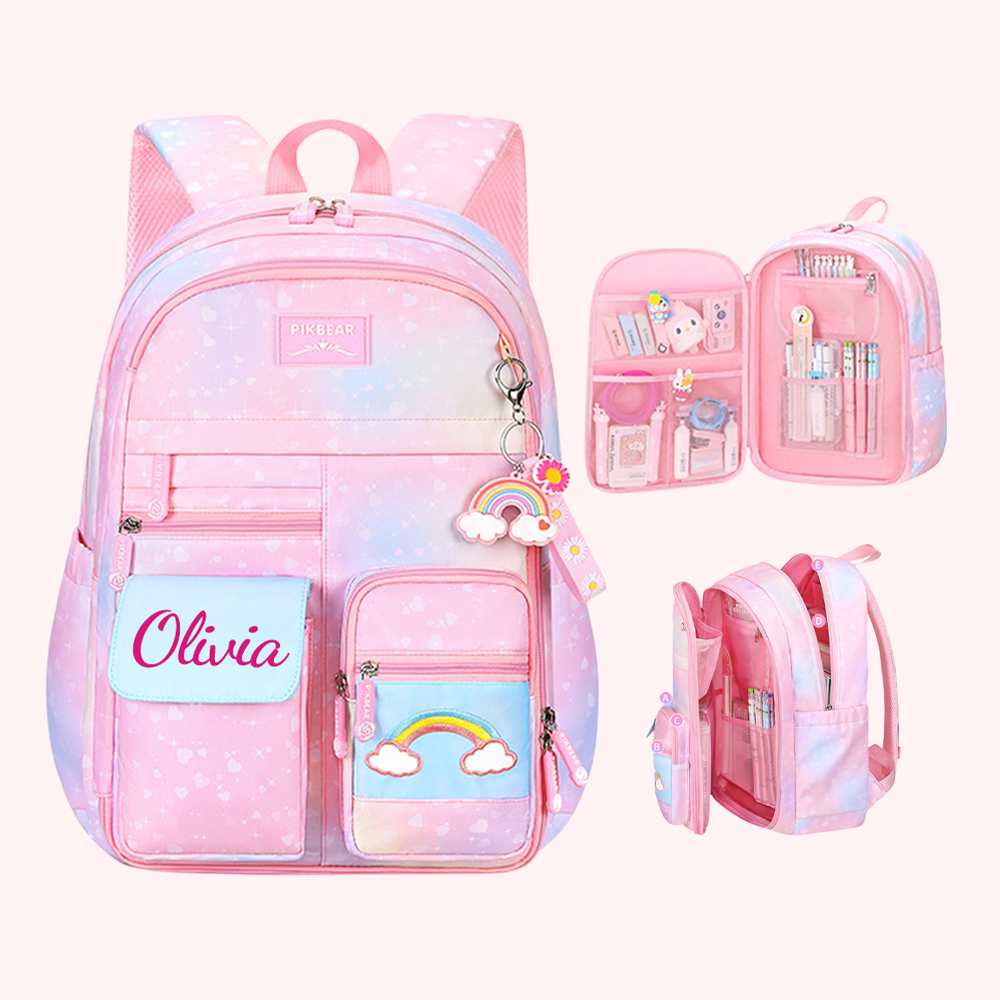 Personalized Rainbow Large Capacity School Backpack
