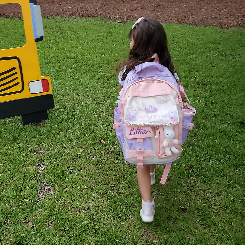 Personalized Upgraded Girls Backpack with Plush Bunny