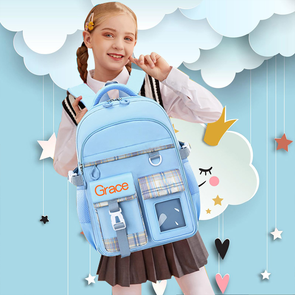 Personalized Plaid Spine Protection Large Capacity School Backpack