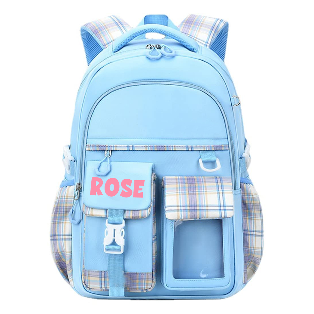 Personalized Plaid Spine Protection Large Capacity School Backpack