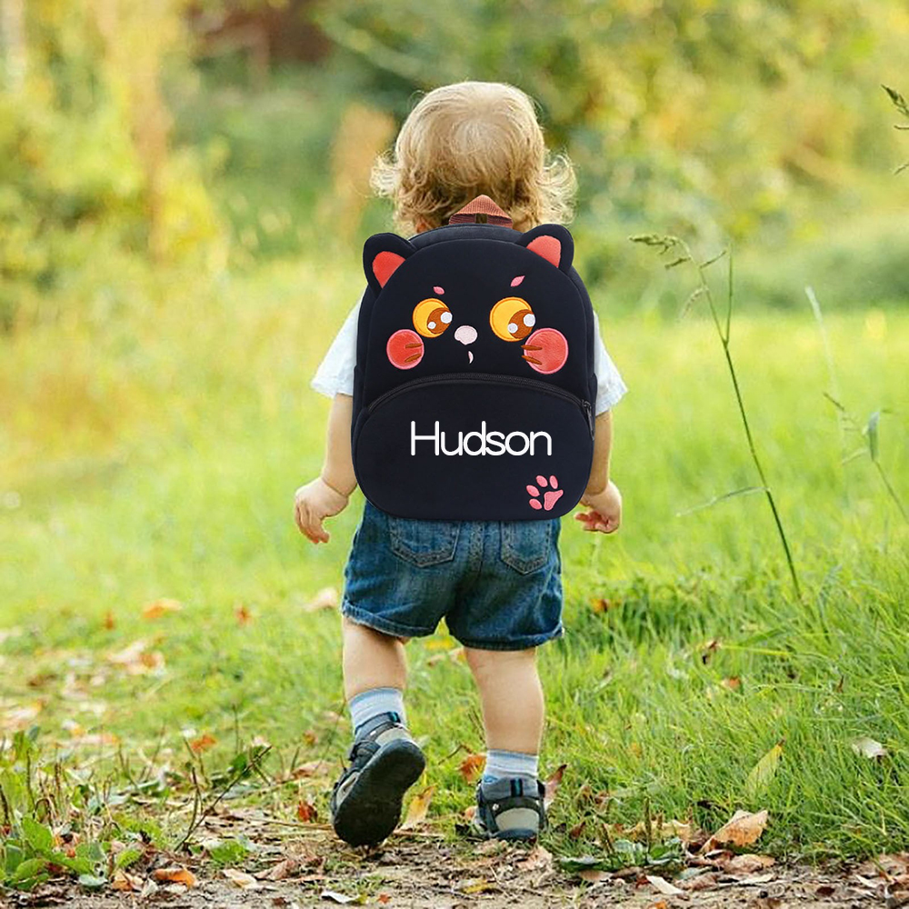 Personalized Cute Black Cat Animals Toddler Backpack
