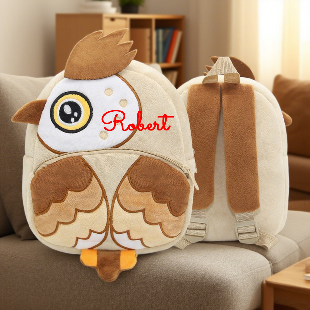 Personalized Cute Brown Owl Animals Toddler Backpack