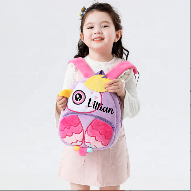 Personalized Cute Purple Owl Animals Toddler Backpack