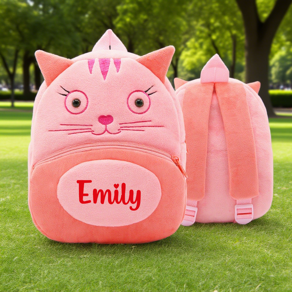 Personalized Cute Pink Cat Animals Toddler Backpack