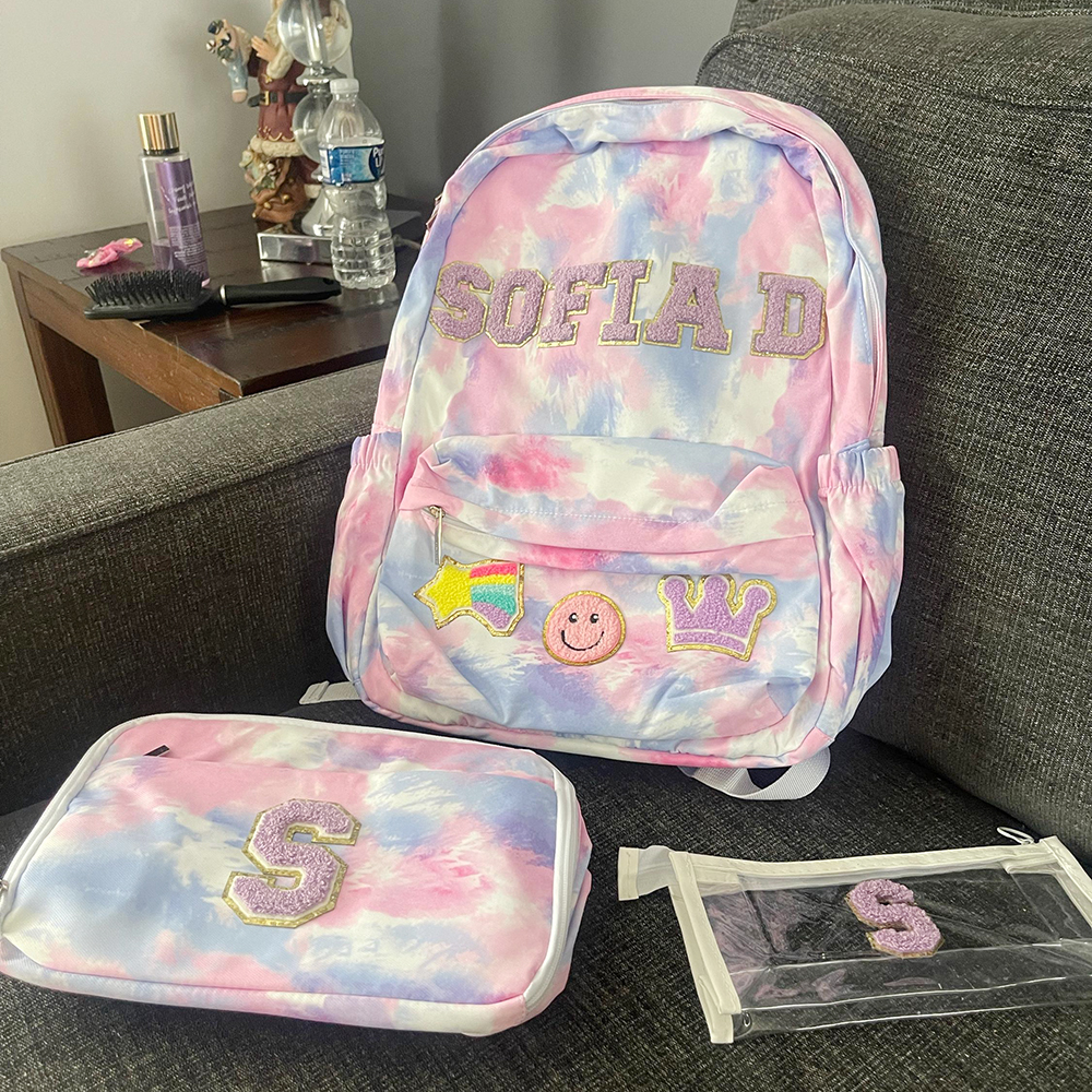Personalized Lovely Tie-Dye 3 in 1 School Backpack Set