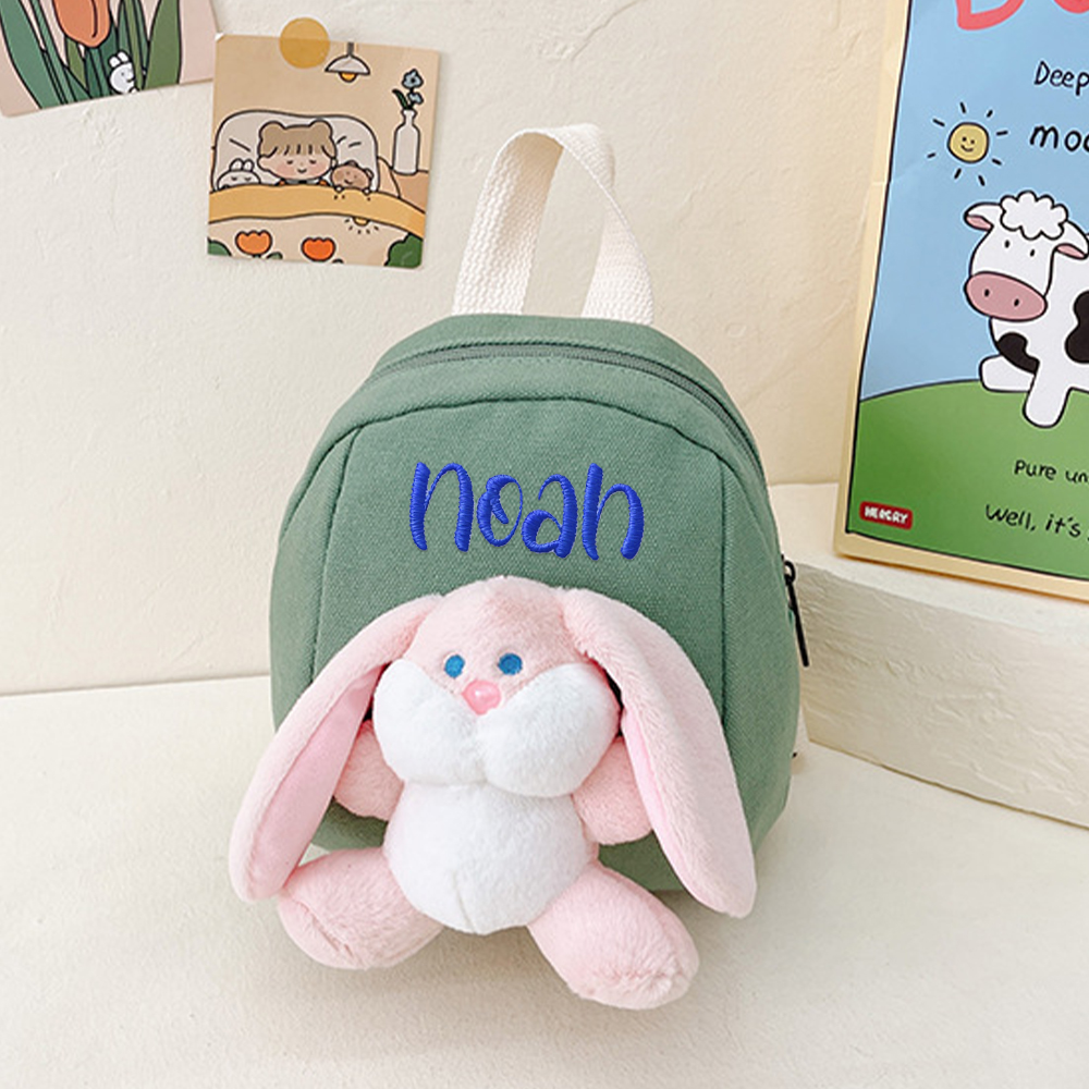Personalized Kids Soft Cuddly Plush Bunny School Backpack
