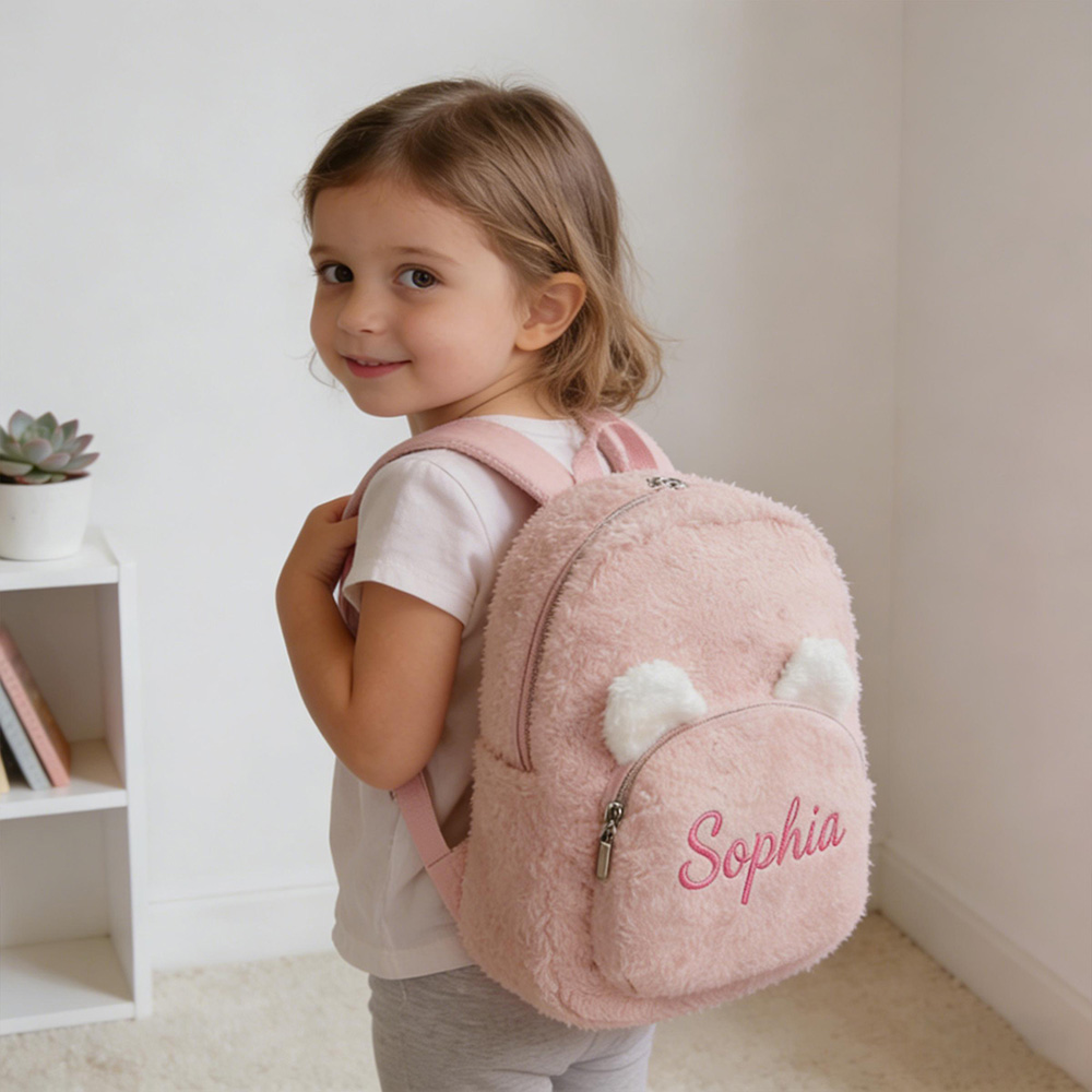 Personalized Embroidery Kids Soft Plush Bear Backpack