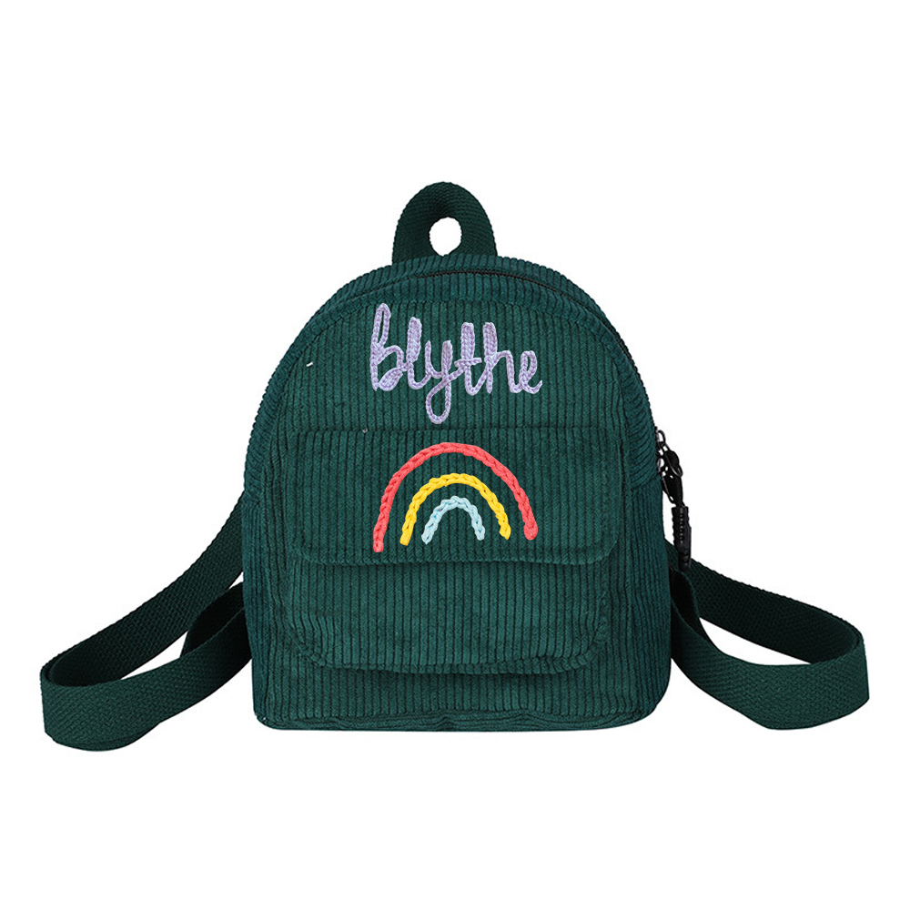 Personalized Hand Embroidery Rainbow Kid Color Backpack