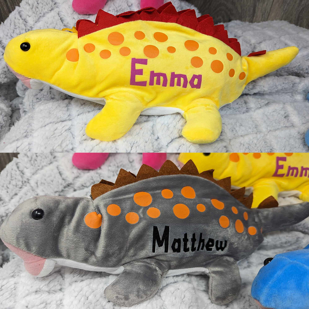 Personalized Zippered Dinosaur Plush Pencil Pouch