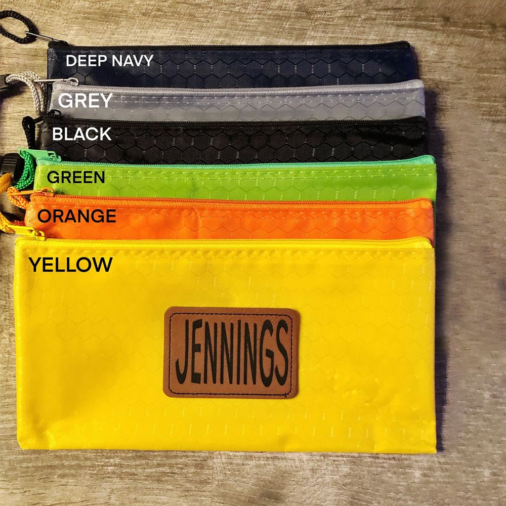 Personalized Leather Patch Canvas Zipper Kid Pencil Case