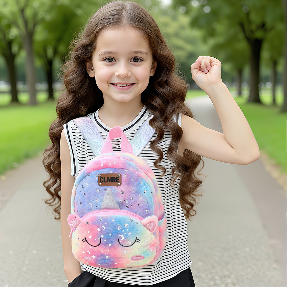 Personalized Embroidery Cute Plush Unicorn Toddler Backpack