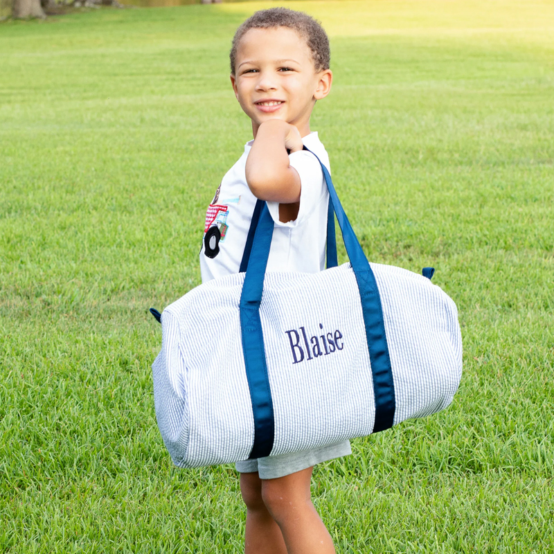 Personalized kids Seersucker Duffle Bag Set