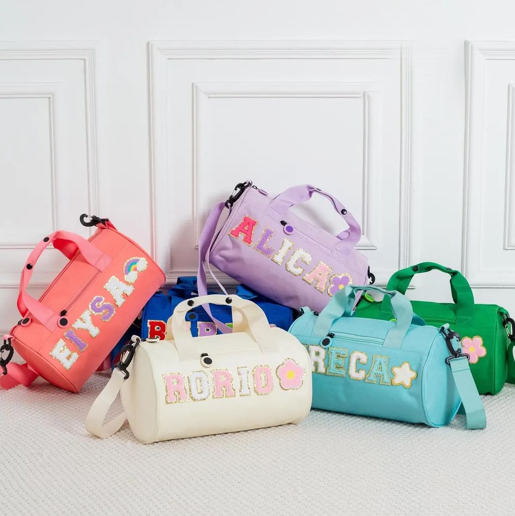 Personalized Chenille Letter Patch Water Proof Duffle Dance Bag