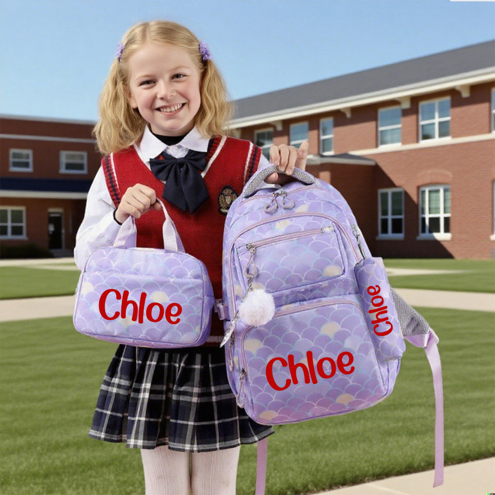 Personalized Multifunction 3 in 1 Mermaid School Backpack Set
