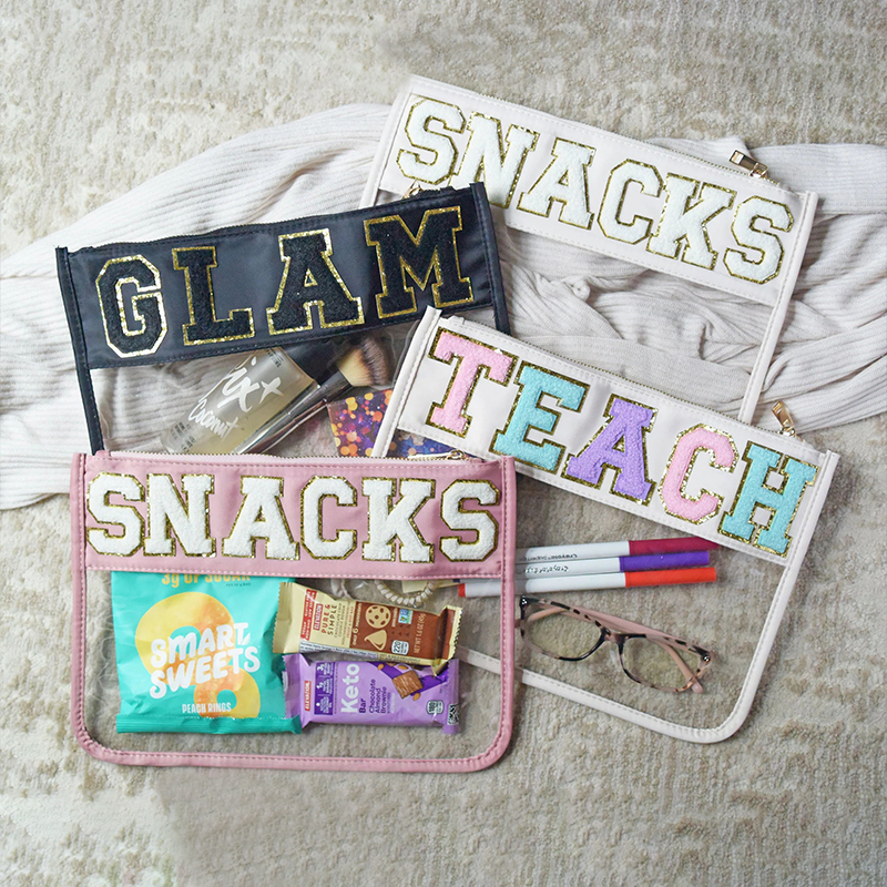 Personalized Chenille Patch Clear Pouch Cosmetic Bag