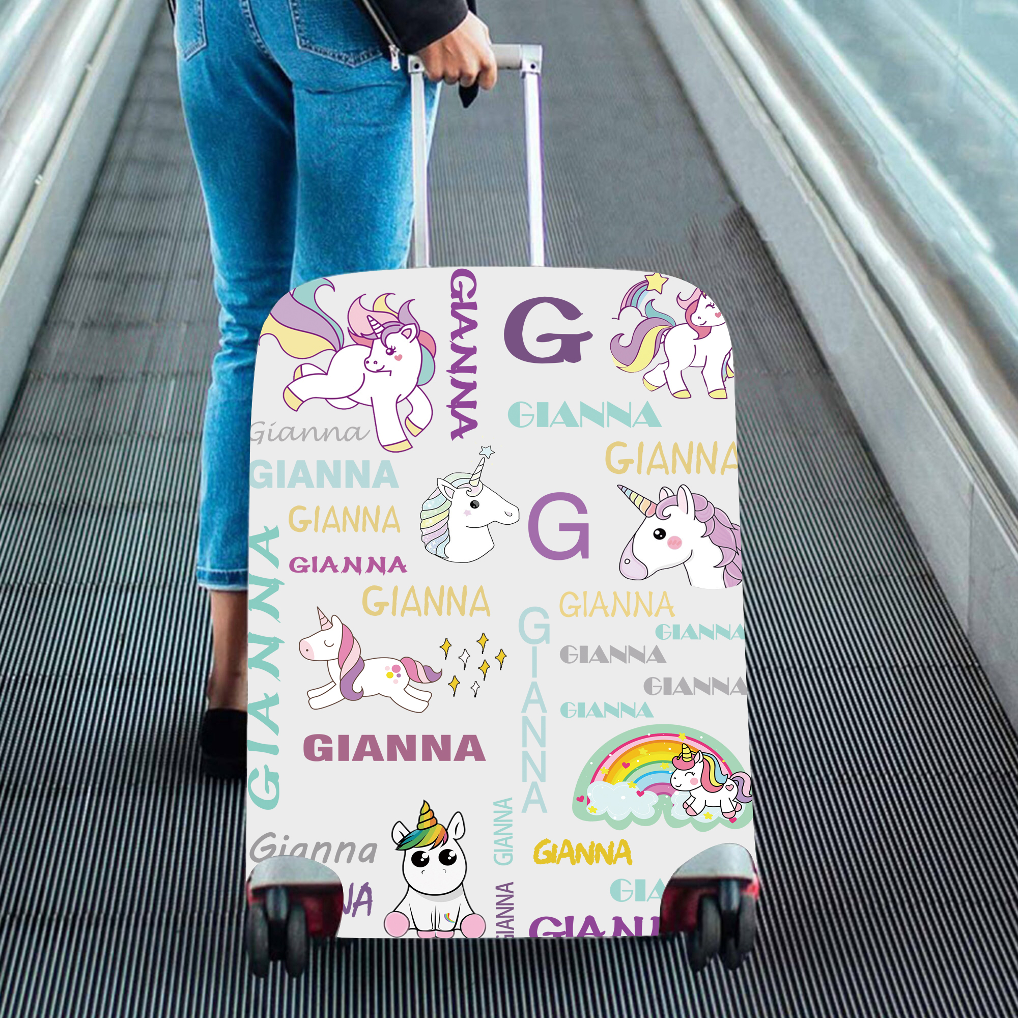 Personalized Lovely Unicorn High-elastic Suitcase Protector Luggage Cover