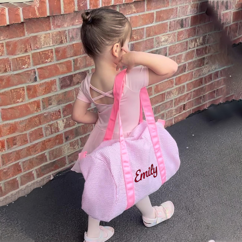 Personalized kids Seersucker Duffle Bag Set