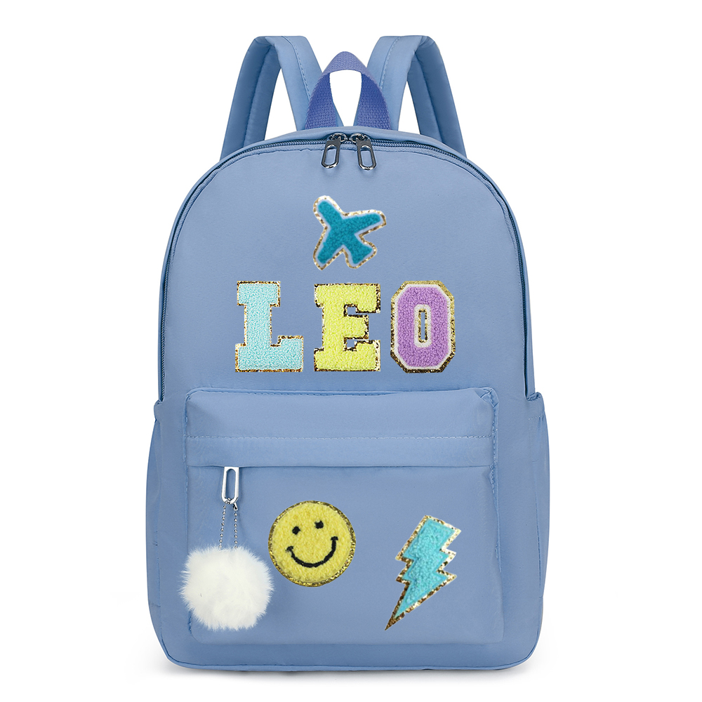 Personalized Chenille Letters Patch Kids School Backpack