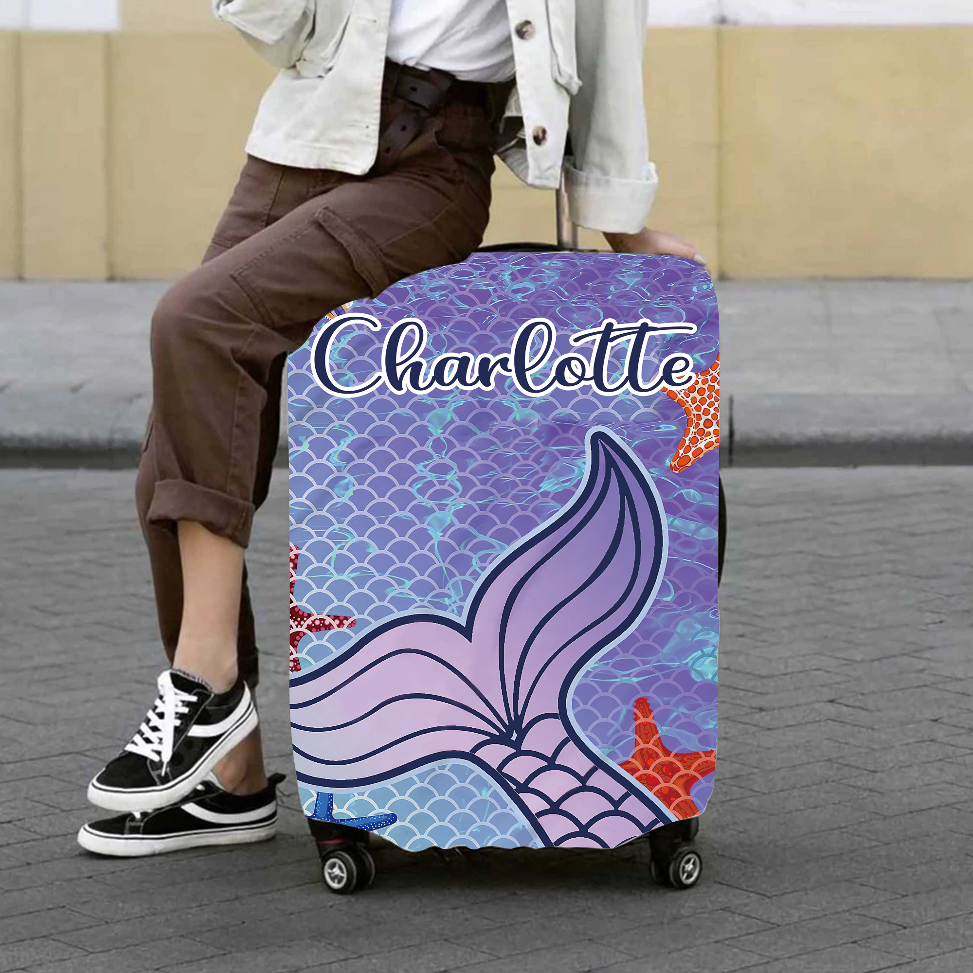 Personalized Mermaid High-elastic Suitcase Protector Luggage Cover