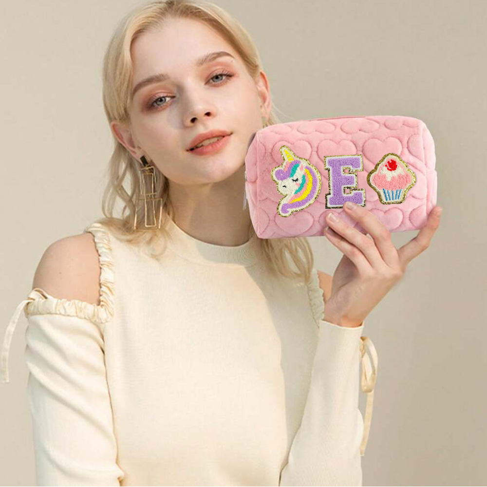 Personalized Chenille Letter Fluffy Storage Bag