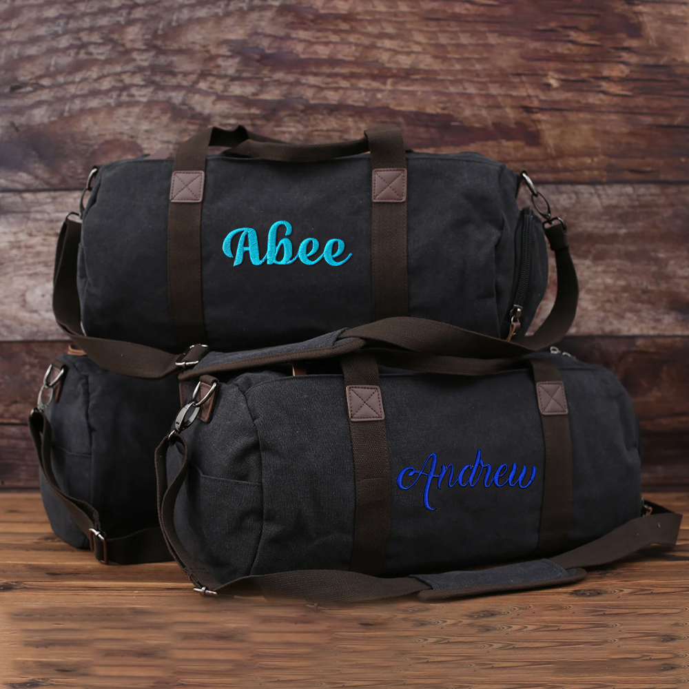Personalized Embroidered Canvas Duffel Bag