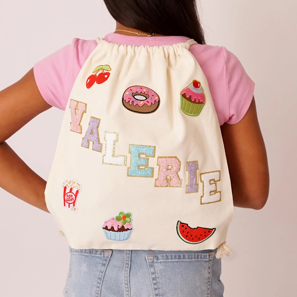 Personalized Chenille Patch Kid Drawstring Bag