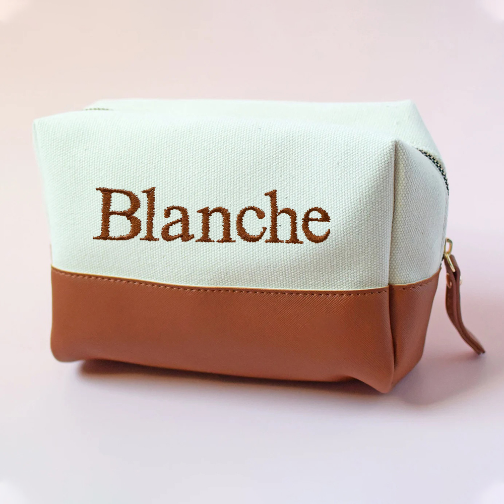 Personalized Embroidery Canvas Portable Makeup Bag