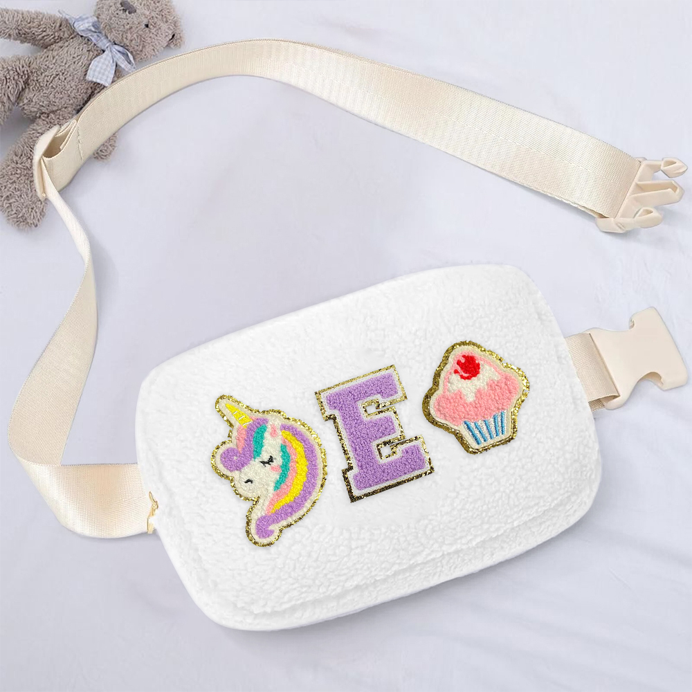 Personalized Chenille Patch Sherpa Crossbody Bag