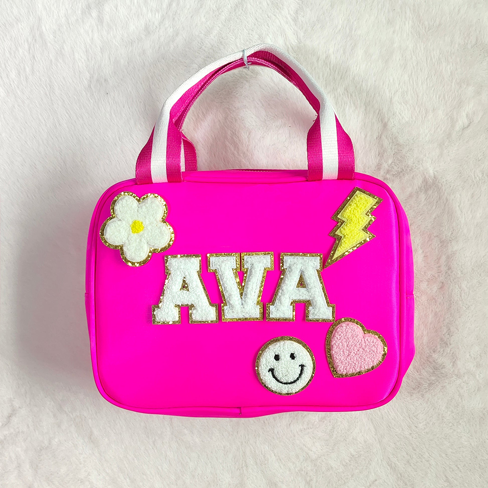 Personalized Chenille Letters Patch Kids Lunch Bag
