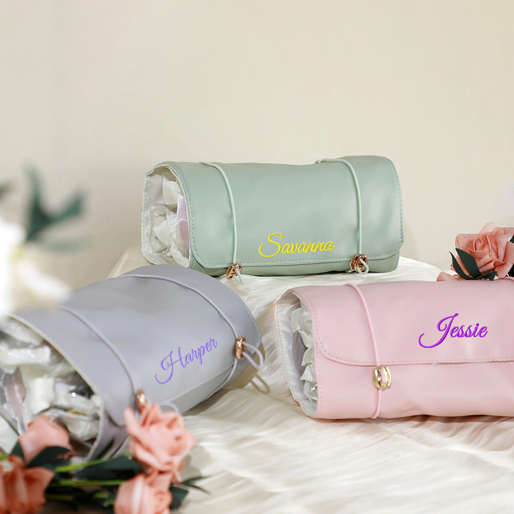 Personalized Embroidered Roll-Up Packaging Toiletry Bag